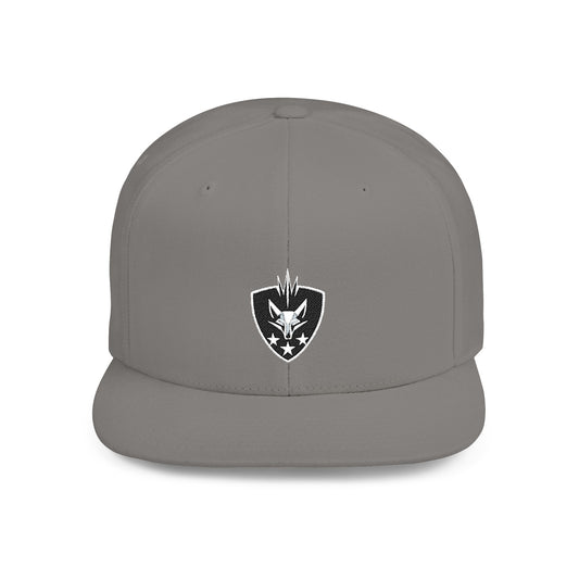 Flat Bill Classic Snapback Hat Embroidered with The Silver Fox Shield